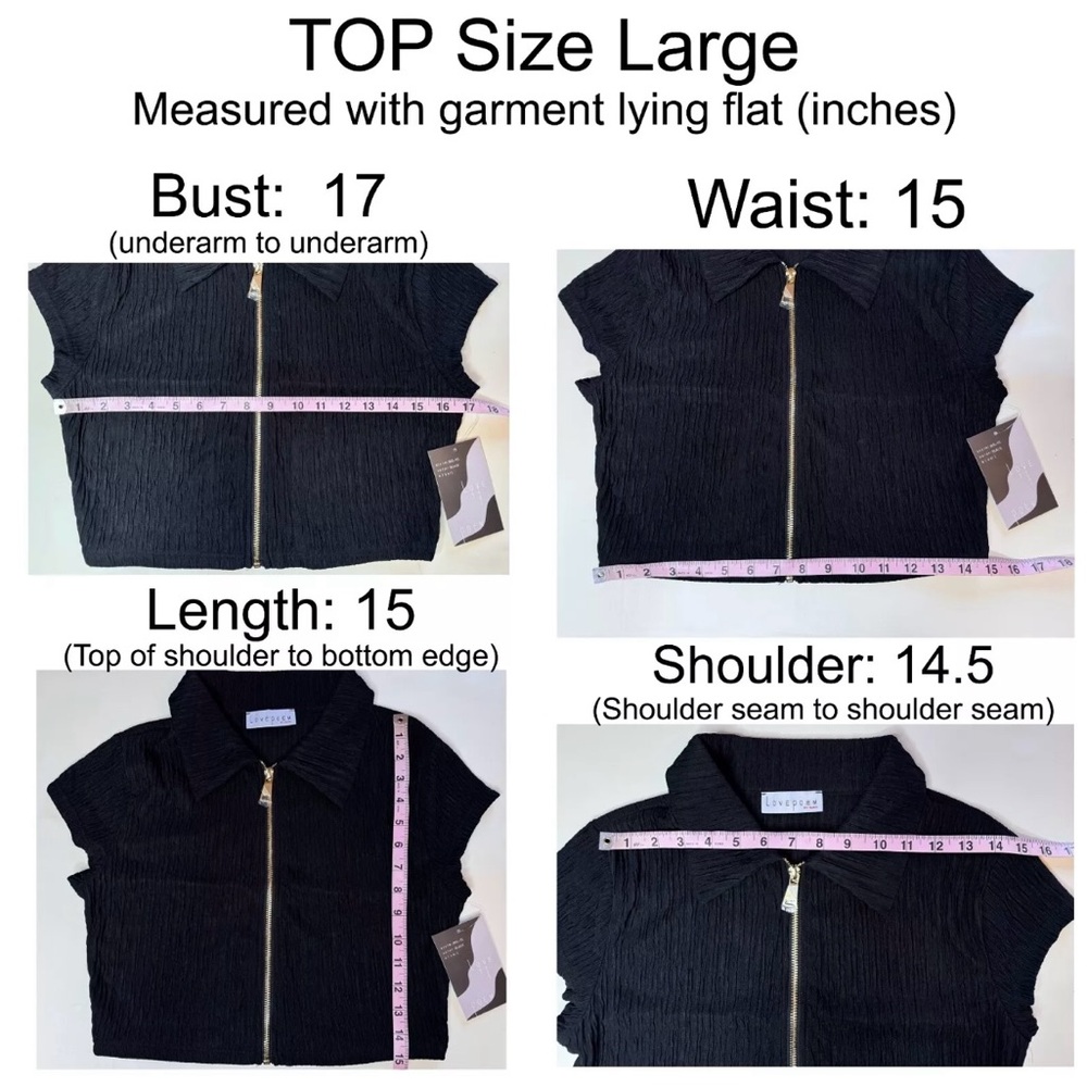 Love poem iris Black Women's Ribbed Pants & Jumpsuit Set sz large - Picture 3 of 4